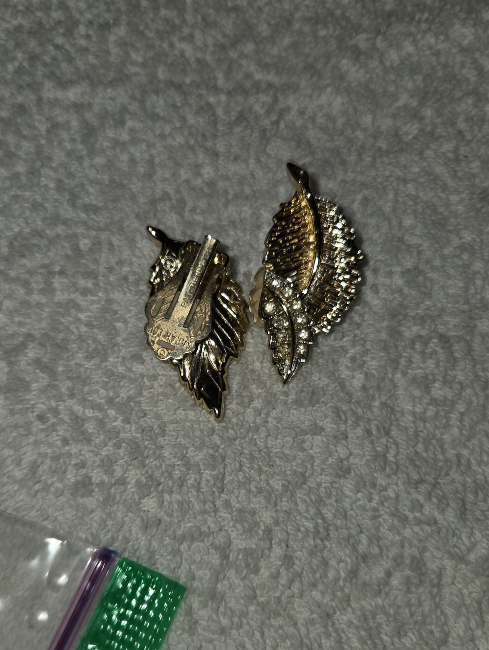 Sarah Coventry Gold Leaf Crystal Clip-On Earrings - Women's Jewelry
